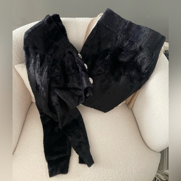 Revolve NBD Grace Fuzzy Cardigan Skirt Set Black - Picture 11 of 11